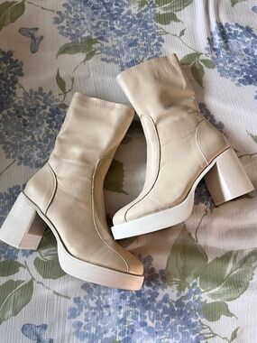 Cream vintage-style boots